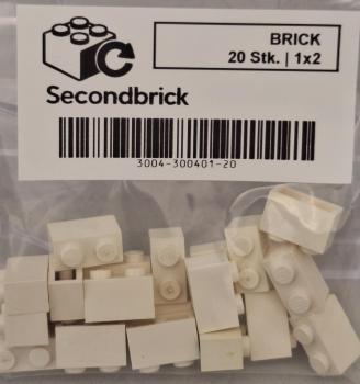 BRICK 1x2 - Weiss - 1Box à 20Stk.