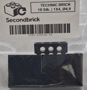 TECHNIC BRICK 1x4, Ø4,9 - Schwarz - 1Box à 10Stk.