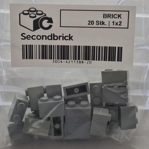BRICK 1x2 - Hellgrau - 1Box à 20Stk