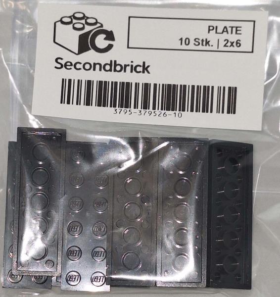 PLATE 2x6 - Schwarz- 1Box à 10Stk.